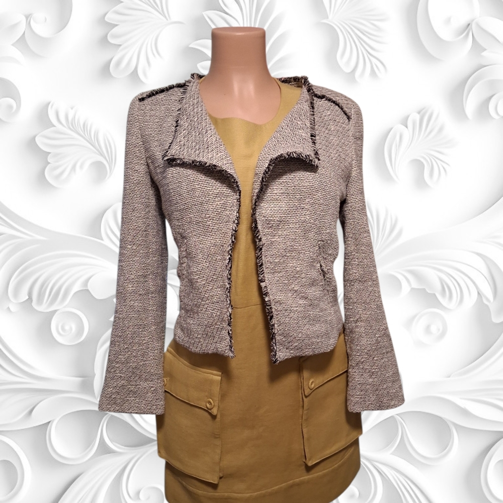 Loft Women’s Taupe Tweed Open-Front Jacket